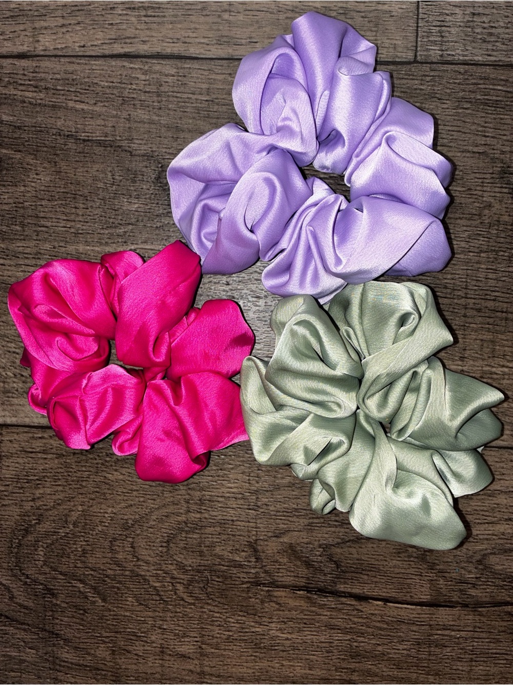 3ct Satin Scrunchie Set - Lavender, Hot Pink & Sage